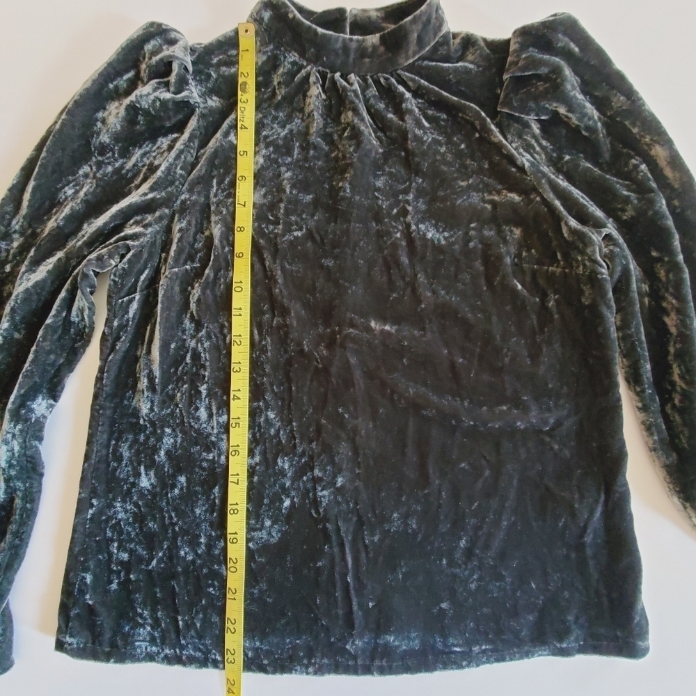 1480 * Boden Mutton Sleeve Velvet Top Onyx Green Size 6 - Picture 9 of 9
